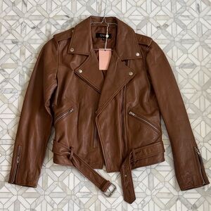 NWT quince Brown Leather Jacket size medium